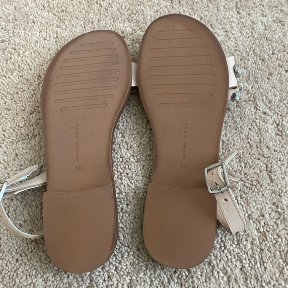 Zara crossover pink leather sandals with with jewels - Picture 4 of 5